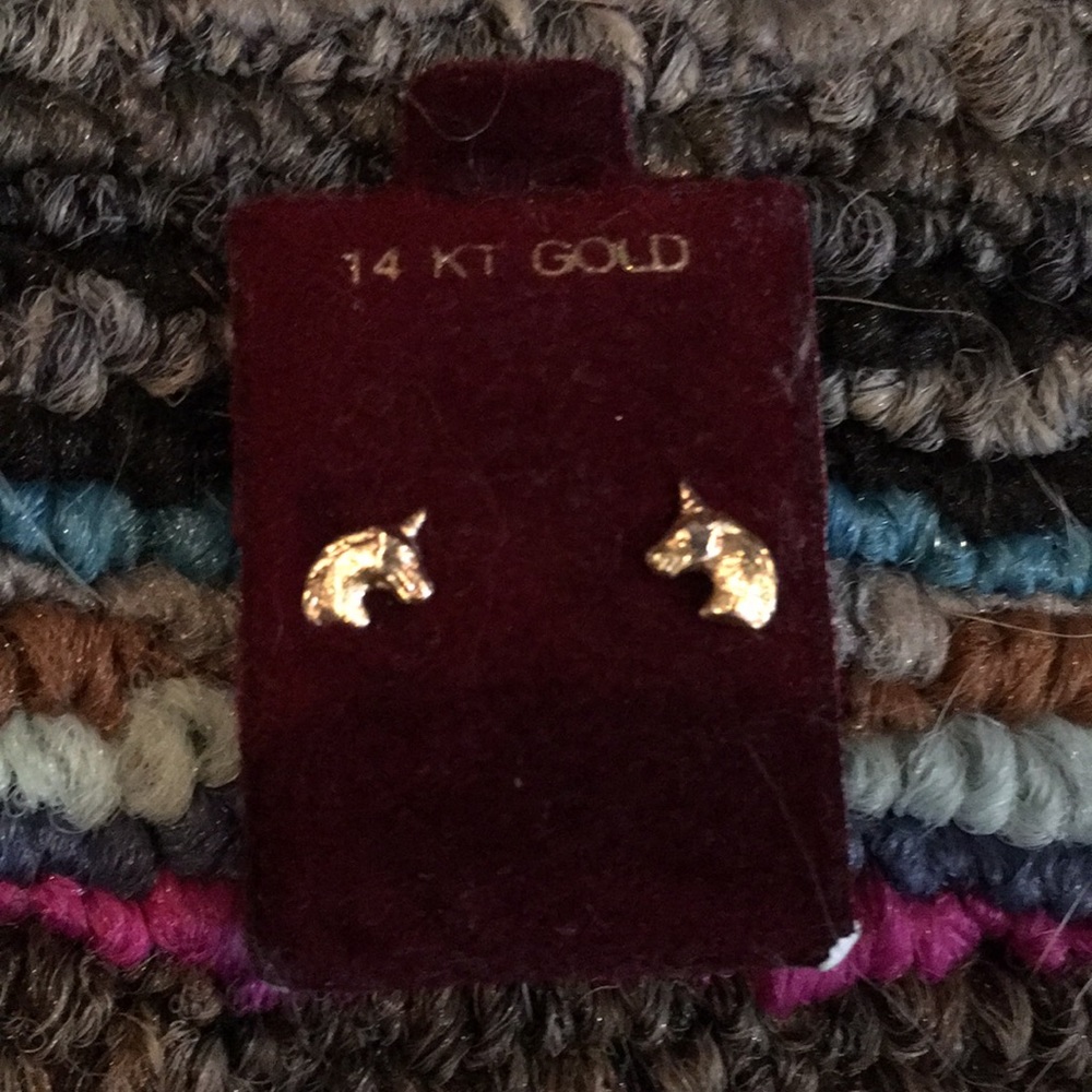 Gold Unicorn Studs